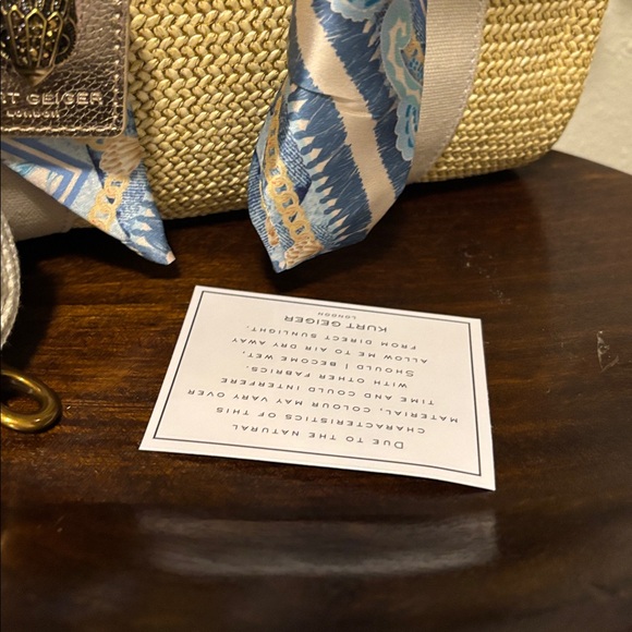 Beige and Blue Designer Tote Bag - Picture 10 of 11